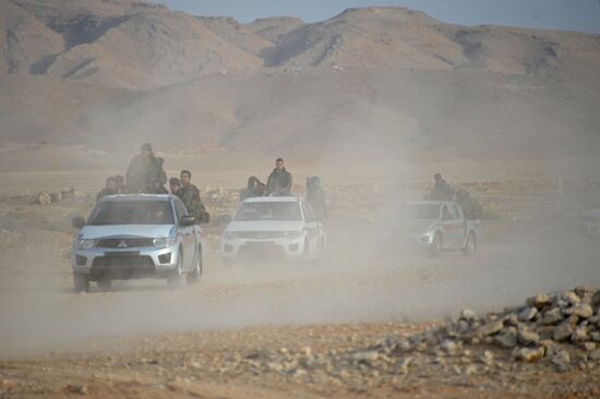 Syrian army during combat operations in the vicinity of Palmyra
