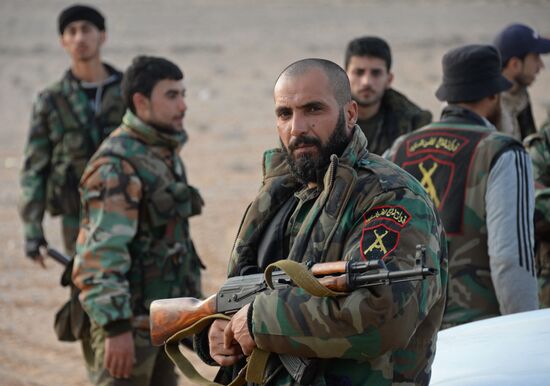 Syrian army during combat operations in the vicinity of Palmyra