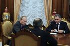 Russian President Vladimir Putin meets with Foreign Minister Sergey Lavrov and Defense Minister Sergey Shoygu