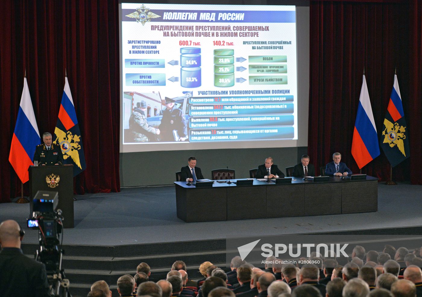 Russian President Vladimir Putin attends meeting of the Russian Interior Ministry Board