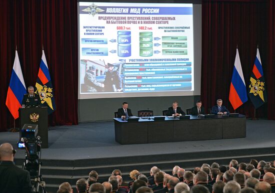 Russian President Vladimir Putin attends meeting of the Russian Interior Ministry Board
