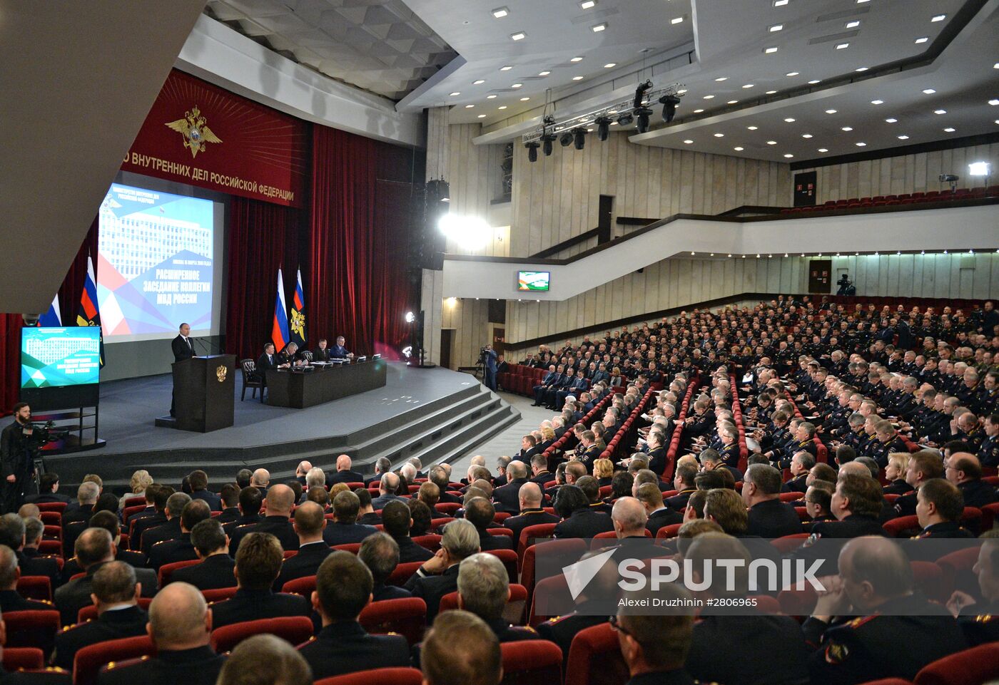 Russian President Vladimir Putin attends meeting of the Russian Interior Ministry Board