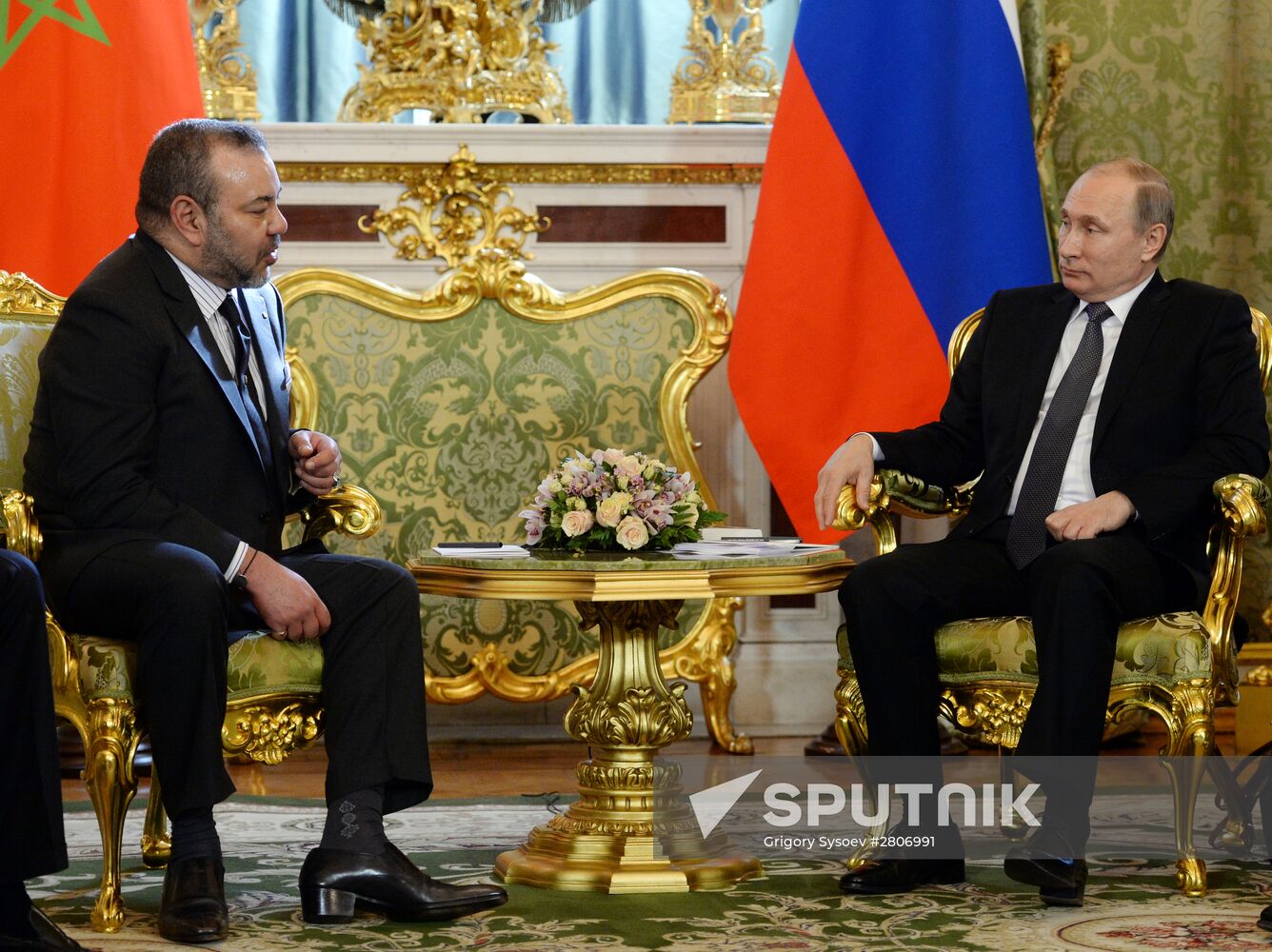 Russian President Vladimir Putin meets with King Mohammed VI of Morocco