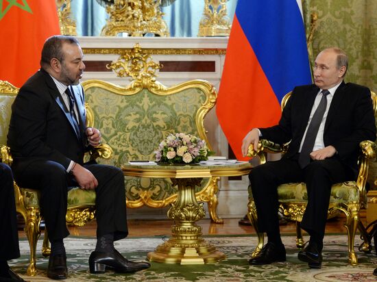 Russian President Vladimir Putin meets with King Mohammed VI of Morocco