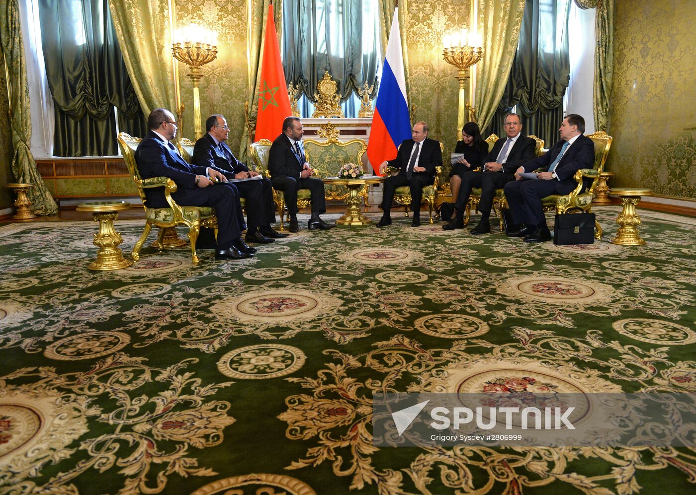 Russian President Vladimir Putin meets with King Mohammed VI of Morocco