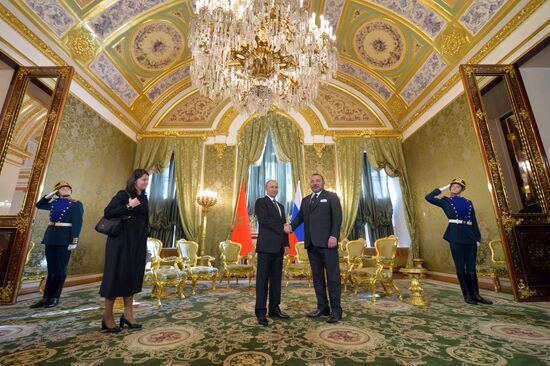 Russian President Vladimir Putin meets with King Mohammed VI of Morocco