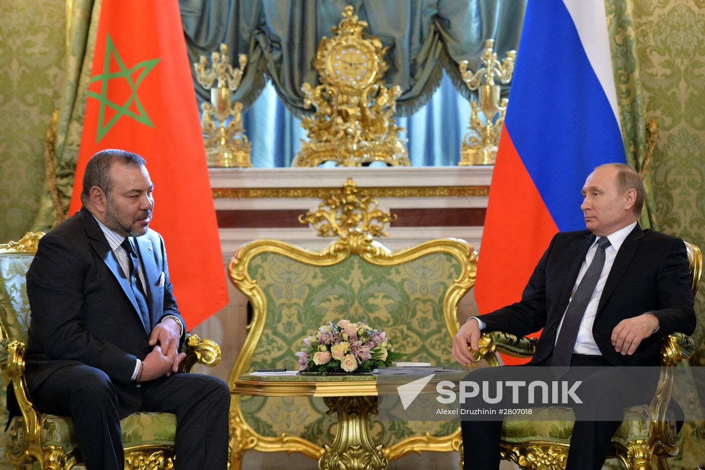 Russian President Vladimir Putin meets with King Mohammed VI of Morocco