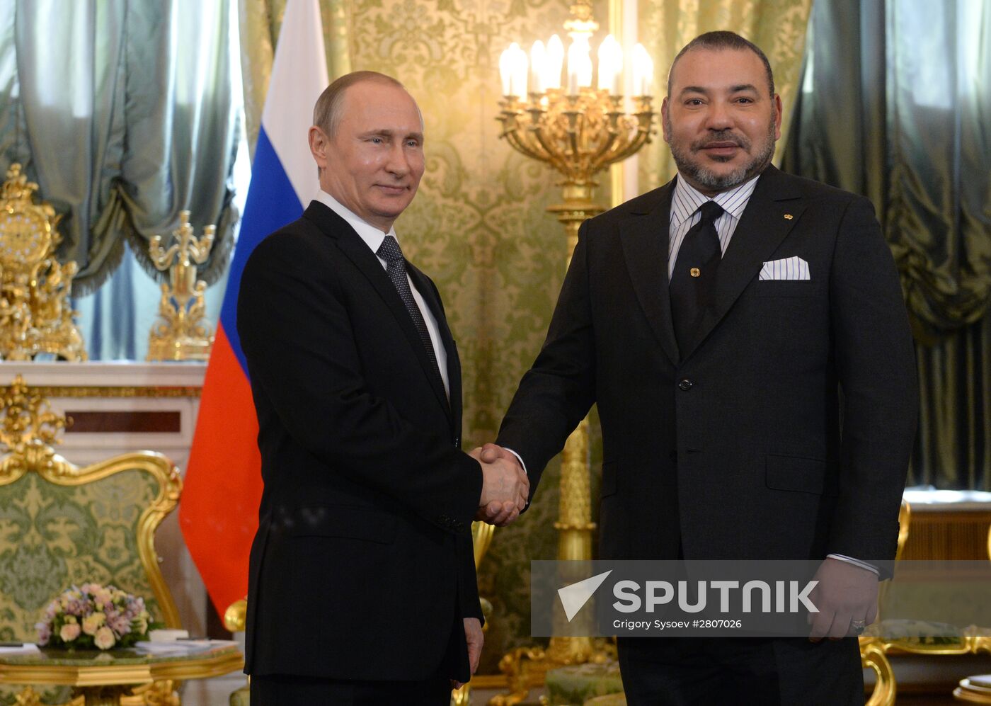 Russian President Vladimir Putin meets with King Mohammed VI of Morocco