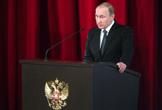 Russian President Vladimir Putin attends meeting of Interior Ministry Board