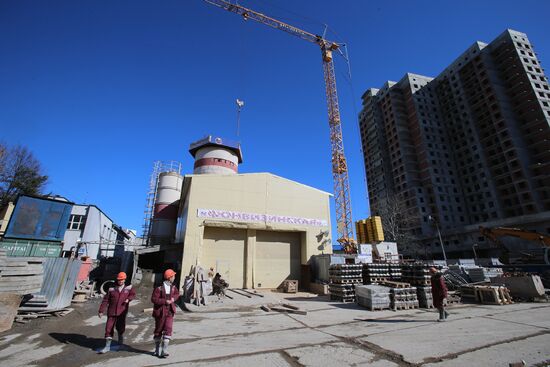 Construction of Fonvizinskaya metro station in Moscow