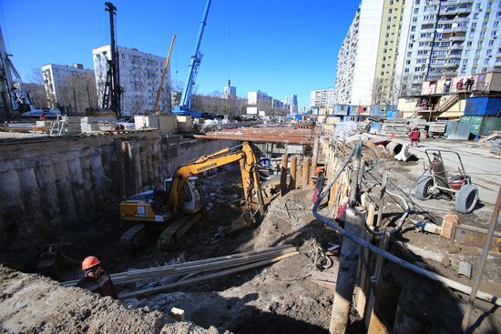 Construction of Fonvizinskaya metro station in Moscow