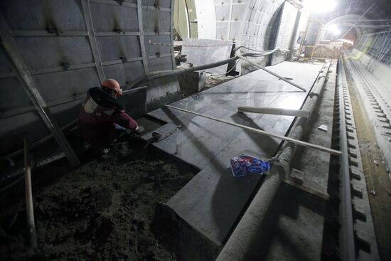 Construction of Fonvizinskaya metro station in Moscow