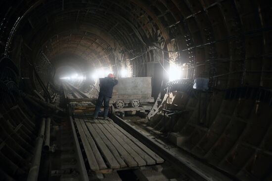 Construction of Fonvizinskaya metro station in Moscow