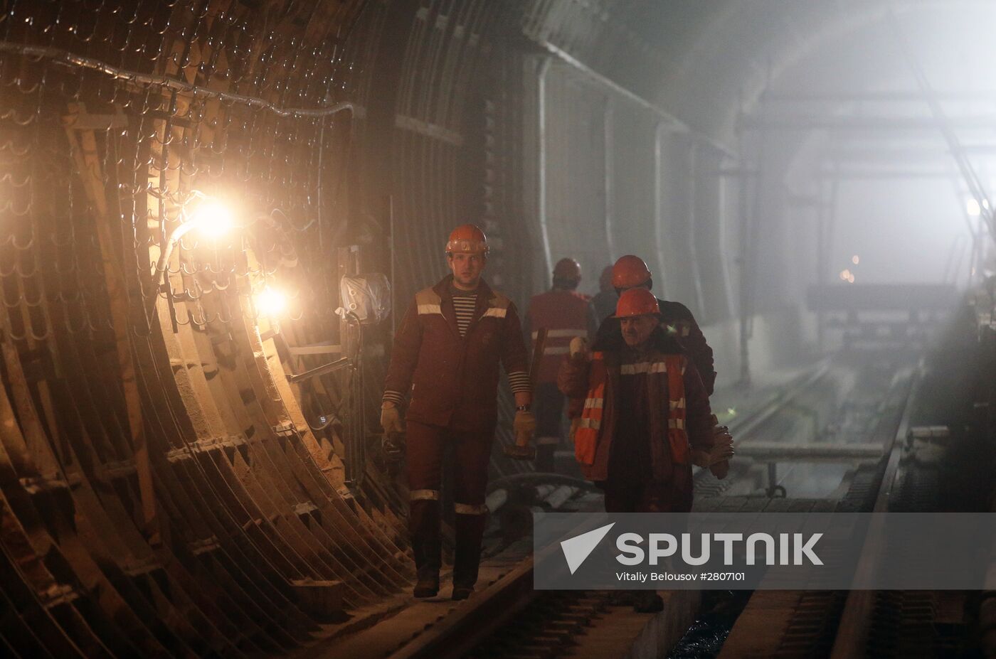 Construction of Fonvizinskaya metro station in Moscow