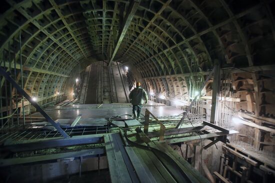 Construction of Fonvizinskaya metro station in Moscow