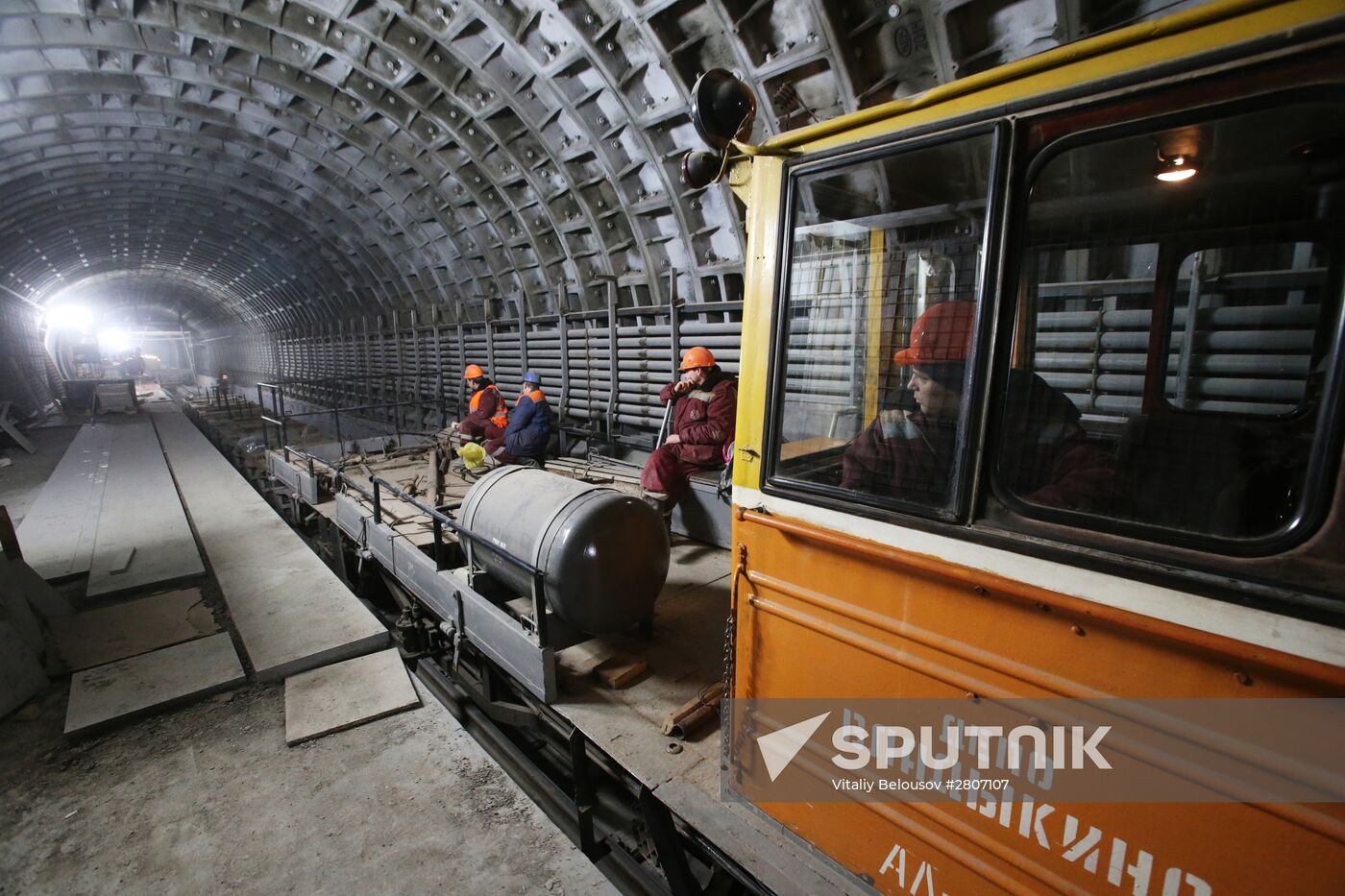Construction of Fonvizinskaya metro station in Moscow