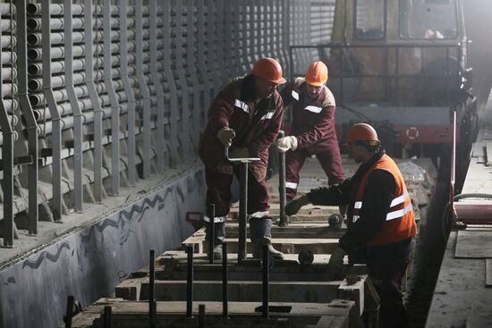 Construction of Fonvizinskaya metro station in Moscow
