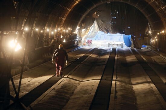 Construction of Fonvizinskaya metro station in Moscow