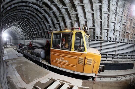 Construction of Fonvizinskaya metro station in Moscow