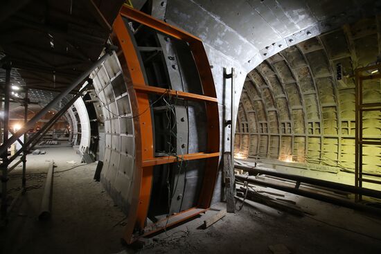 Construction of Fonvizinskaya metro station in Moscow