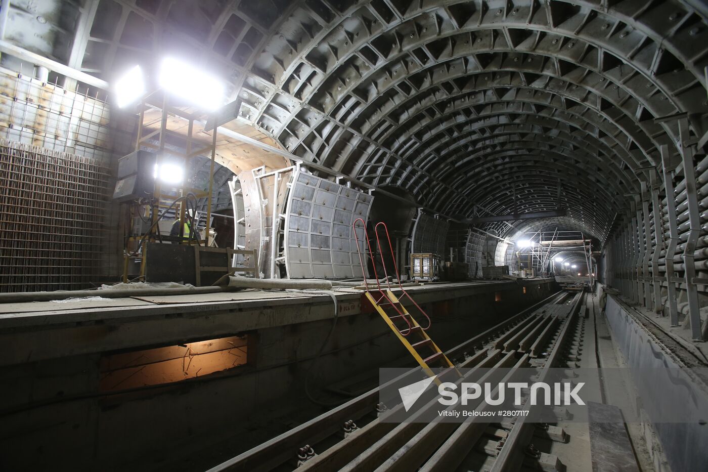 Construction of Fonvizinskaya metro station in Moscow