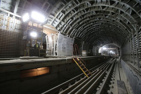 Construction of Fonvizinskaya metro station in Moscow