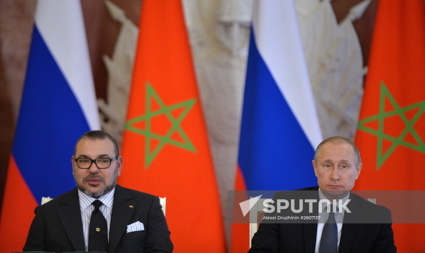 Russian President Vladimir Putin meets with King Mohammed VI of Morocco