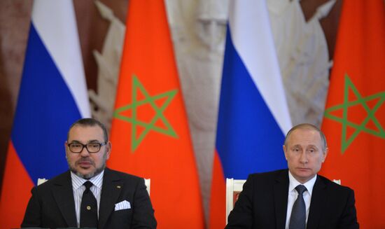 Russian President Vladimir Putin meets with King Mohammed VI of Morocco