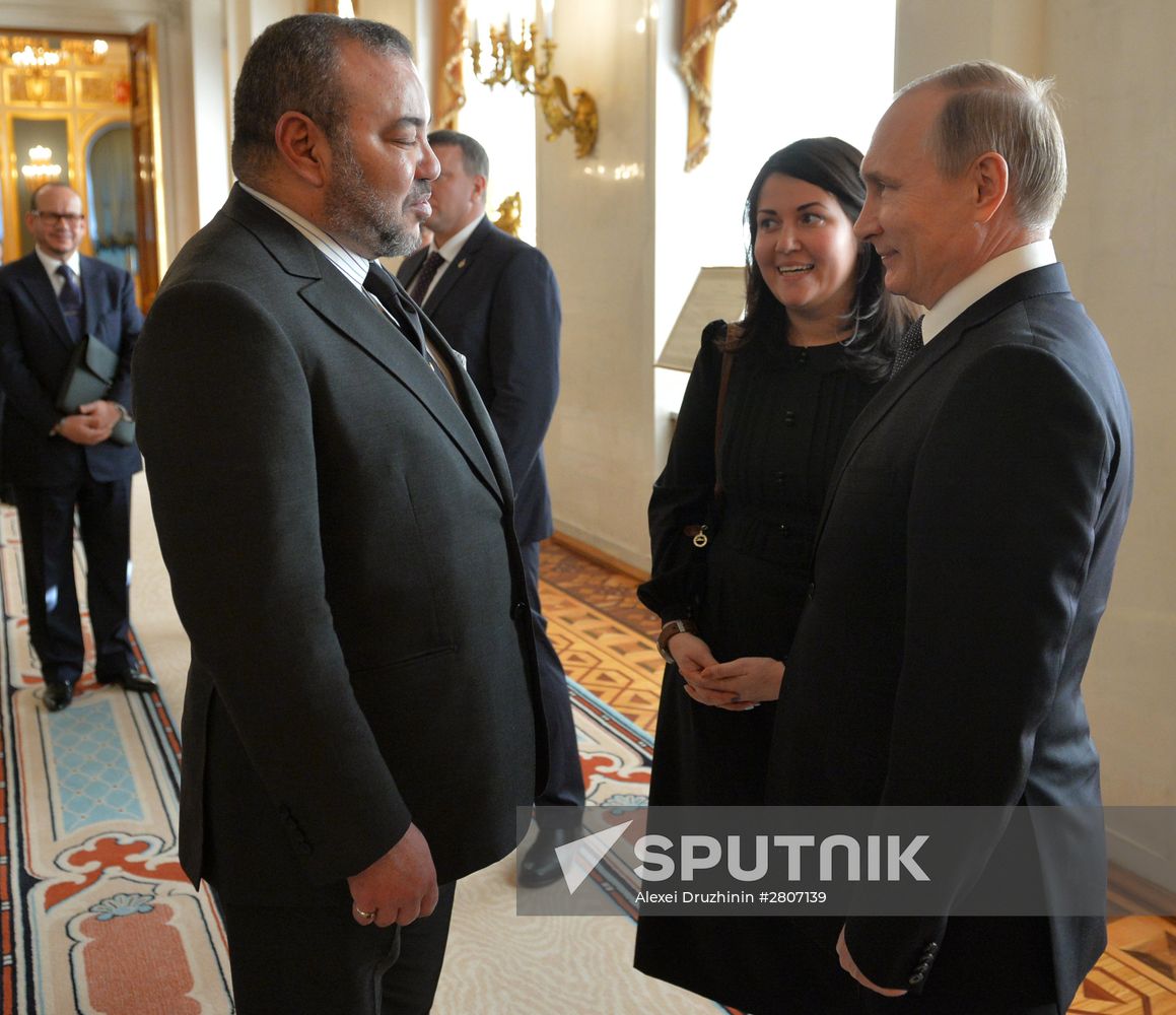 Russian President Vladimir Putin meets with King Mohammed VI of Morocco
