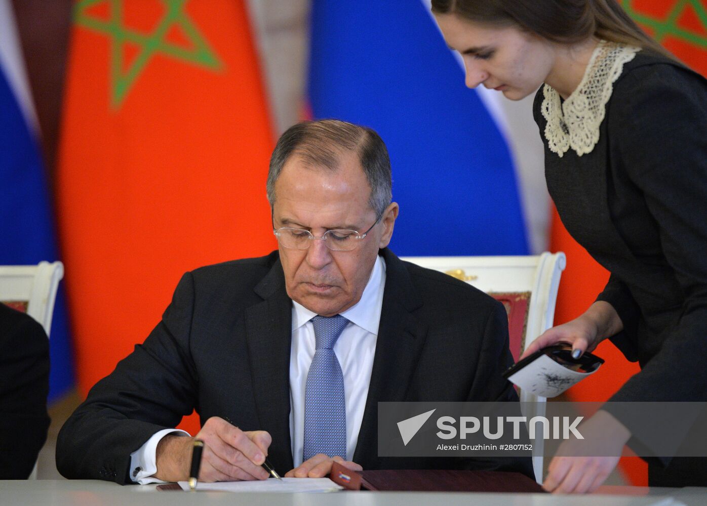 Russian President Vladimir Putin meets with King Mohammed VI of Morocco