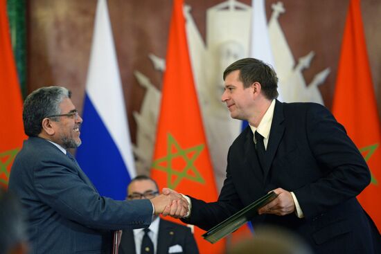 Russian President Vladimir Putin meets with King Mohammed VI of Morocco