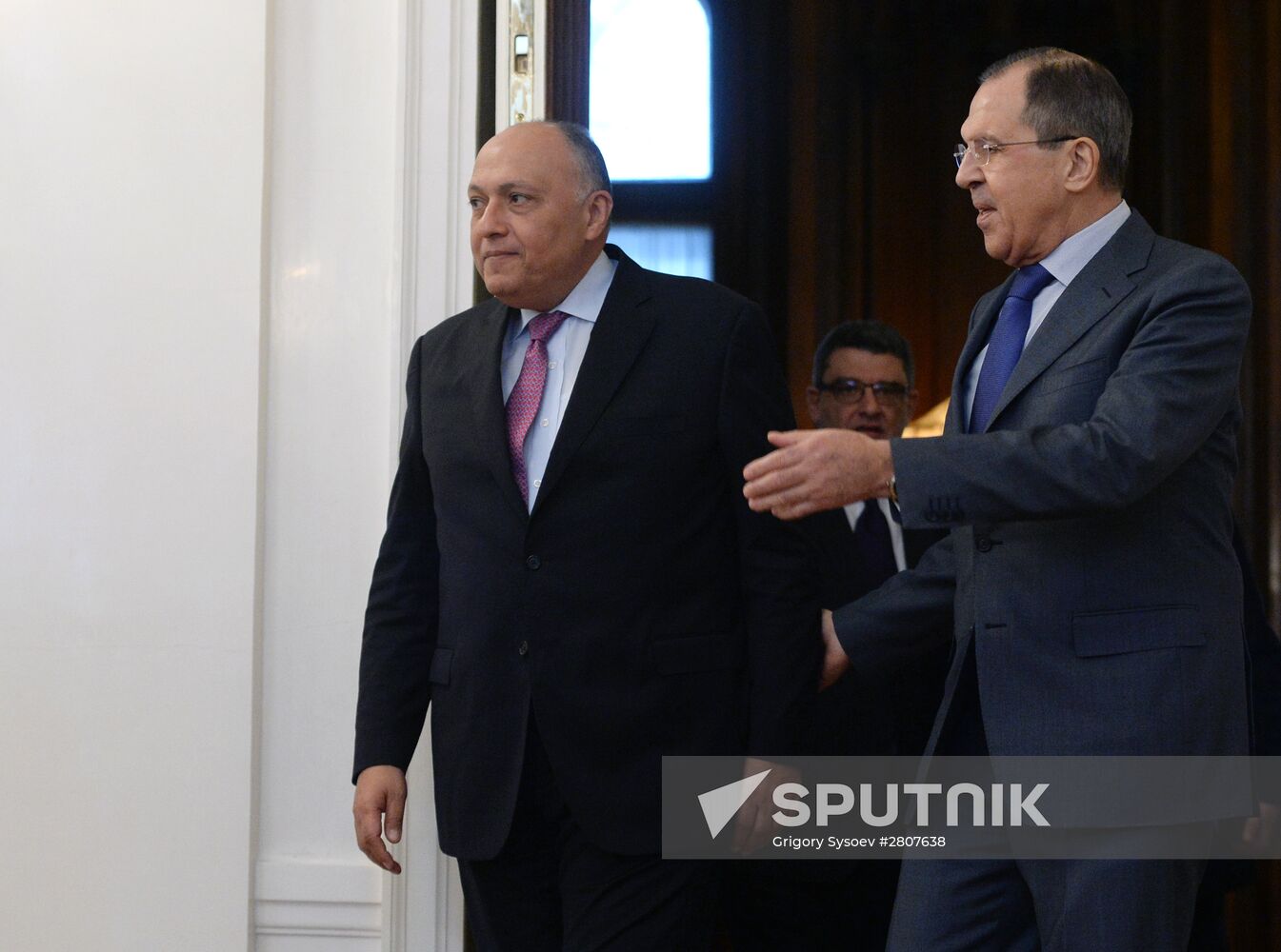 Russian Foreign Minister Sergey Lavrov meets with Egyptian Foreign Minister Sameh Shoukry