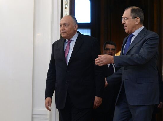 Russian Foreign Minister Sergey Lavrov meets with Egyptian Foreign Minister Sameh Shoukry