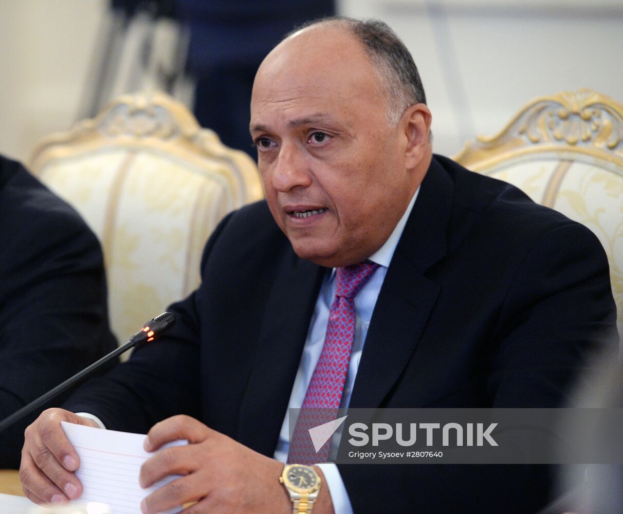 Russian Foreign Minister Sergey Lavrov meets with Egyptian Foreign Minister Sameh Shoukry
