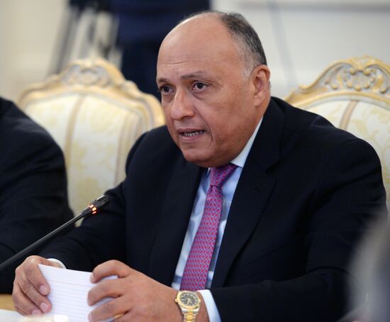 Russian Foreign Minister Sergey Lavrov meets with Egyptian Foreign Minister Sameh Shoukry