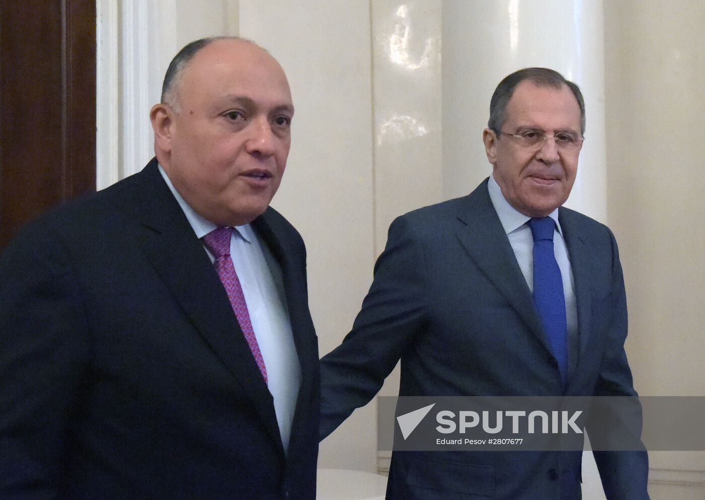 Russian Foreign Minister Sergey Lavrov meets with Egyptian Foreign Minister Sameh Shoukry
