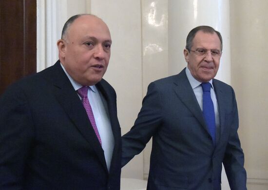 Russian Foreign Minister Sergey Lavrov meets with Egyptian Foreign Minister Sameh Shoukry