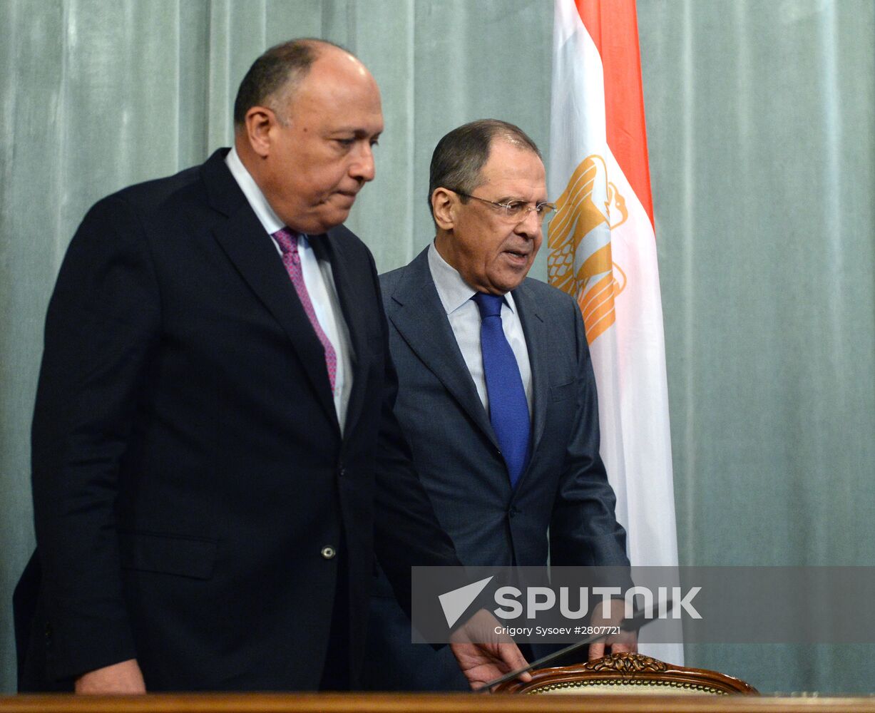 Russian Foreign Minister Sergey Lavrov meets with Egyptian Foreign Minister Sameh Shoukry