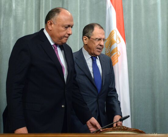Russian Foreign Minister Sergey Lavrov meets with Egyptian Foreign Minister Sameh Shoukry