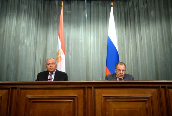 Russian Foreign Minister Sergey Lavrov meets with Egyptian Foreign Minister Sameh Shoukry