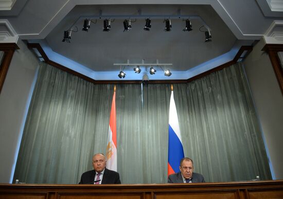 Russian Foreign Minister Sergey Lavrov meets with Egyptian Foreign Minister Sameh Shoukry