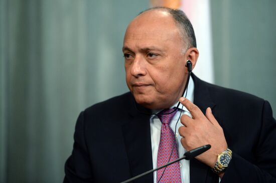 Russian Foreign Minister Sergey Lavrov meets with Egyptian Foreign Minister Sameh Shoukry