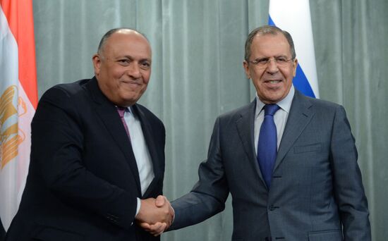 Russian Foreign Minister Sergey Lavrov meets with Egyptian Foreign Minister Sameh Shoukry