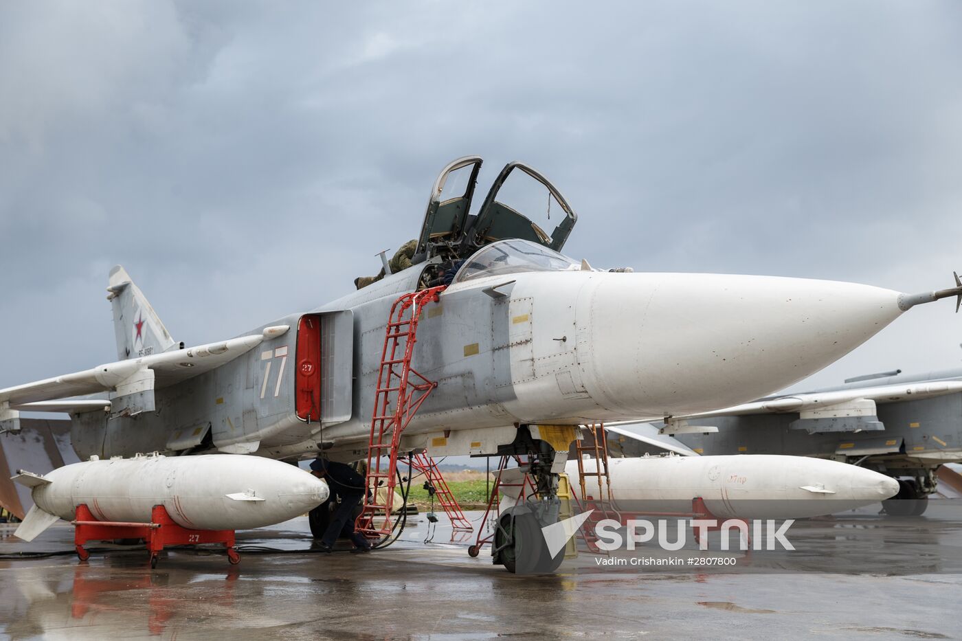 Russian Aerospace Forces aircraft is prepared for departure at Khmeimim Air Base in Syria