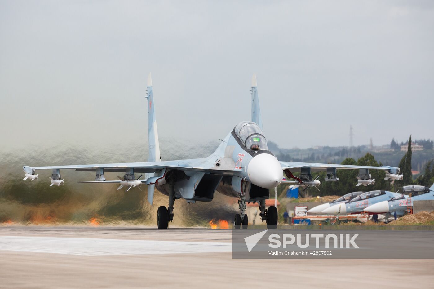 Russian Aerospace Forces aircraft is prepared for departure at Khmeimim Air Base in Syria