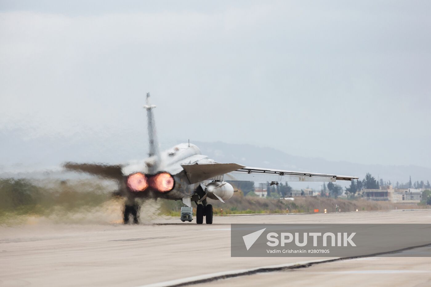 Russian Aerospace Forces aircraft is prepared for departure at Khmeimim Air Base in Syria