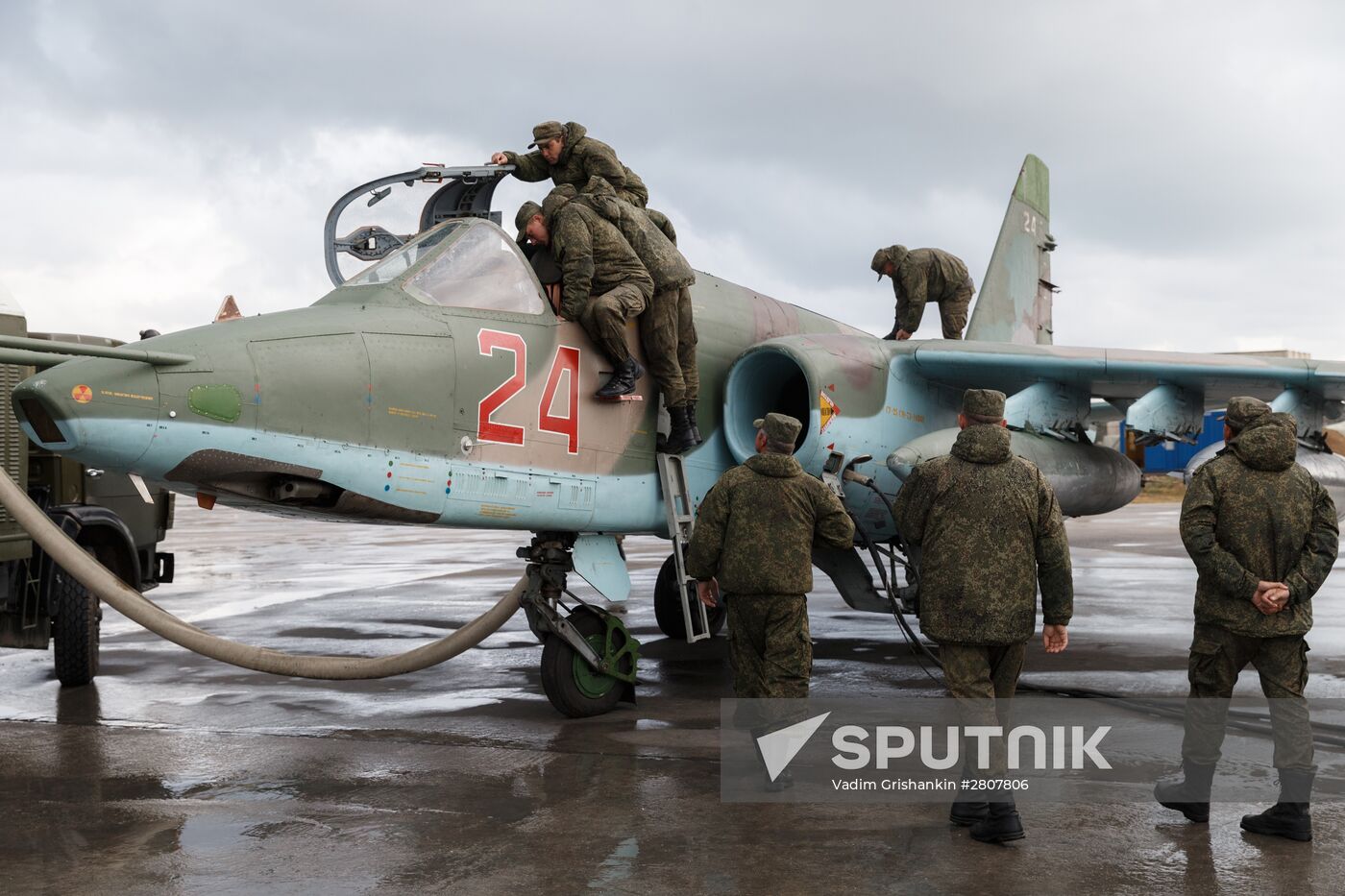 Russian Aerospace Forces aircraft is prepared for departure at Khmeimim Air Base in Syria