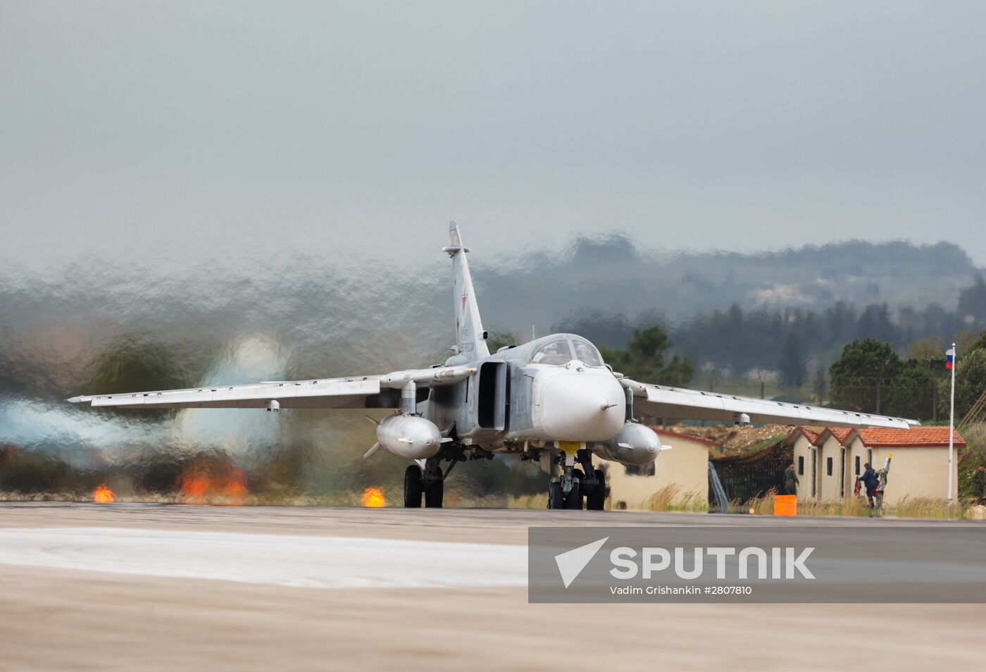 Russian Aerospace Forces aircraft is prepared for departure at Khmeimim Air Base in Syria