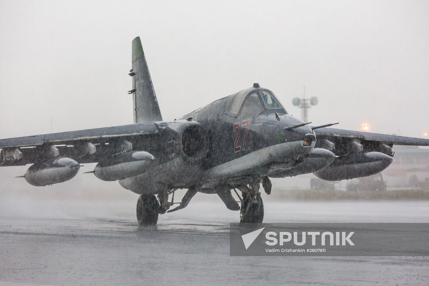 Russian Aerospace Forces aircraft is prepared for departure at Khmeimim Air Base in Syria