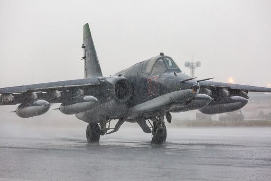 Russian Aerospace Forces aircraft is prepared for departure at Khmeimim Air Base in Syria